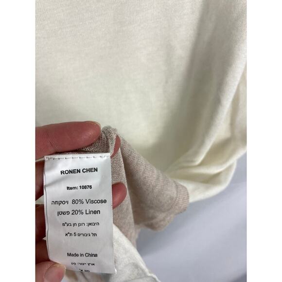 Ronen Chen Linen Blend Ivory White Tan Tank Size 3 / US 10 - Picture 5 of 6